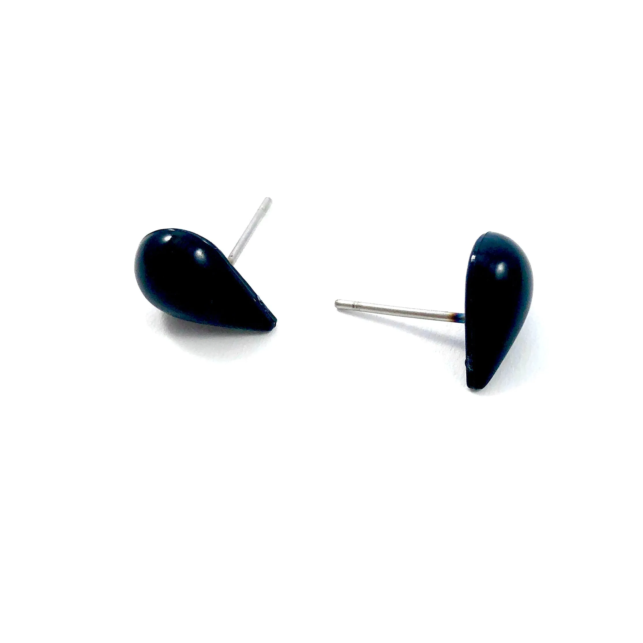 Black Teardrop Lucite Stud Earrings