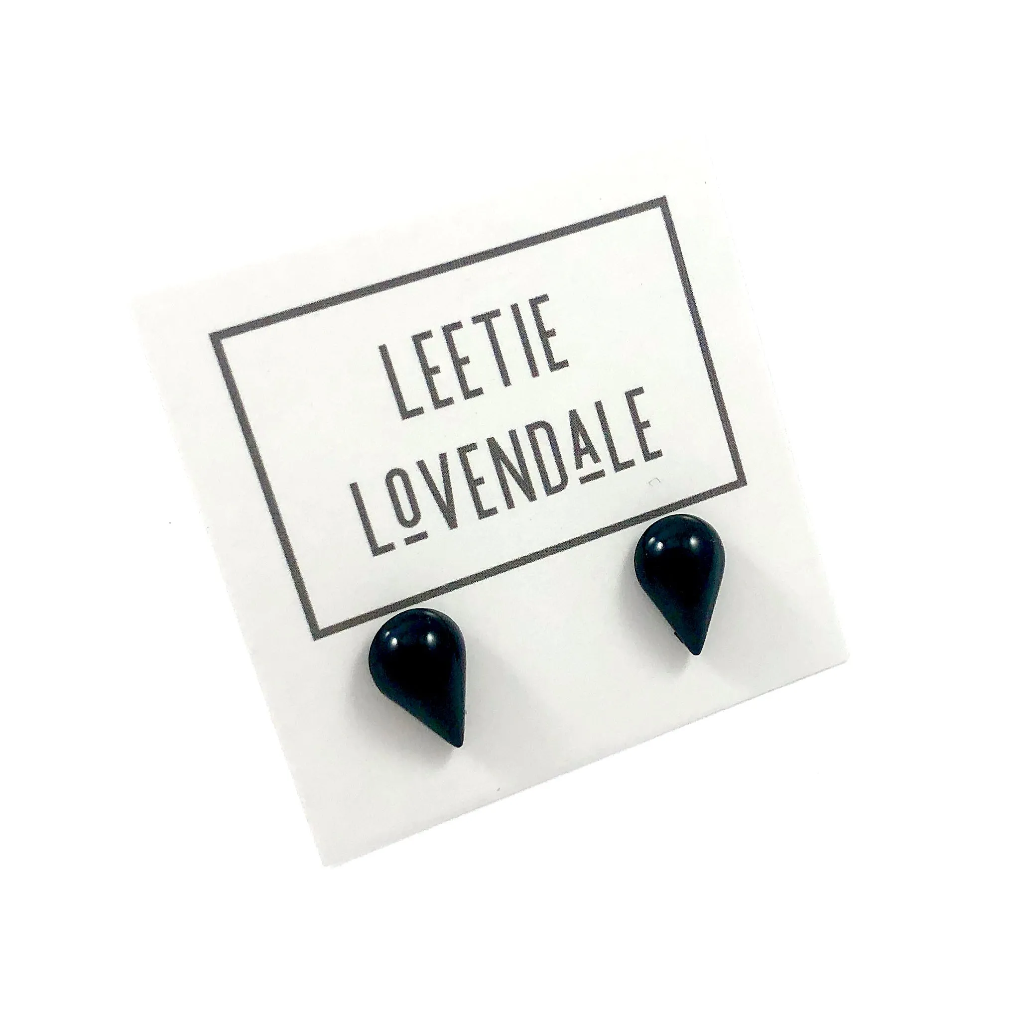 Black Teardrop Lucite Stud Earrings