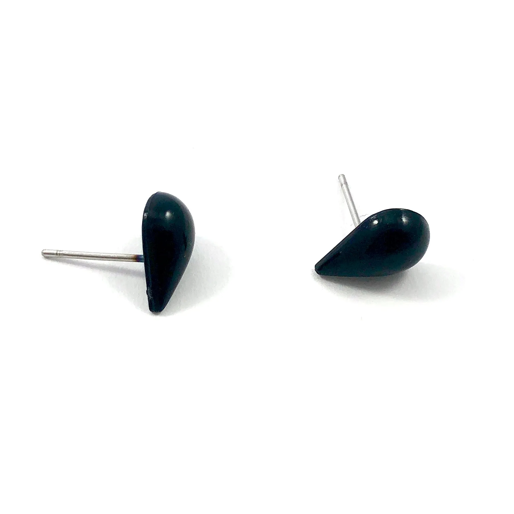 Black Teardrop Lucite Stud Earrings