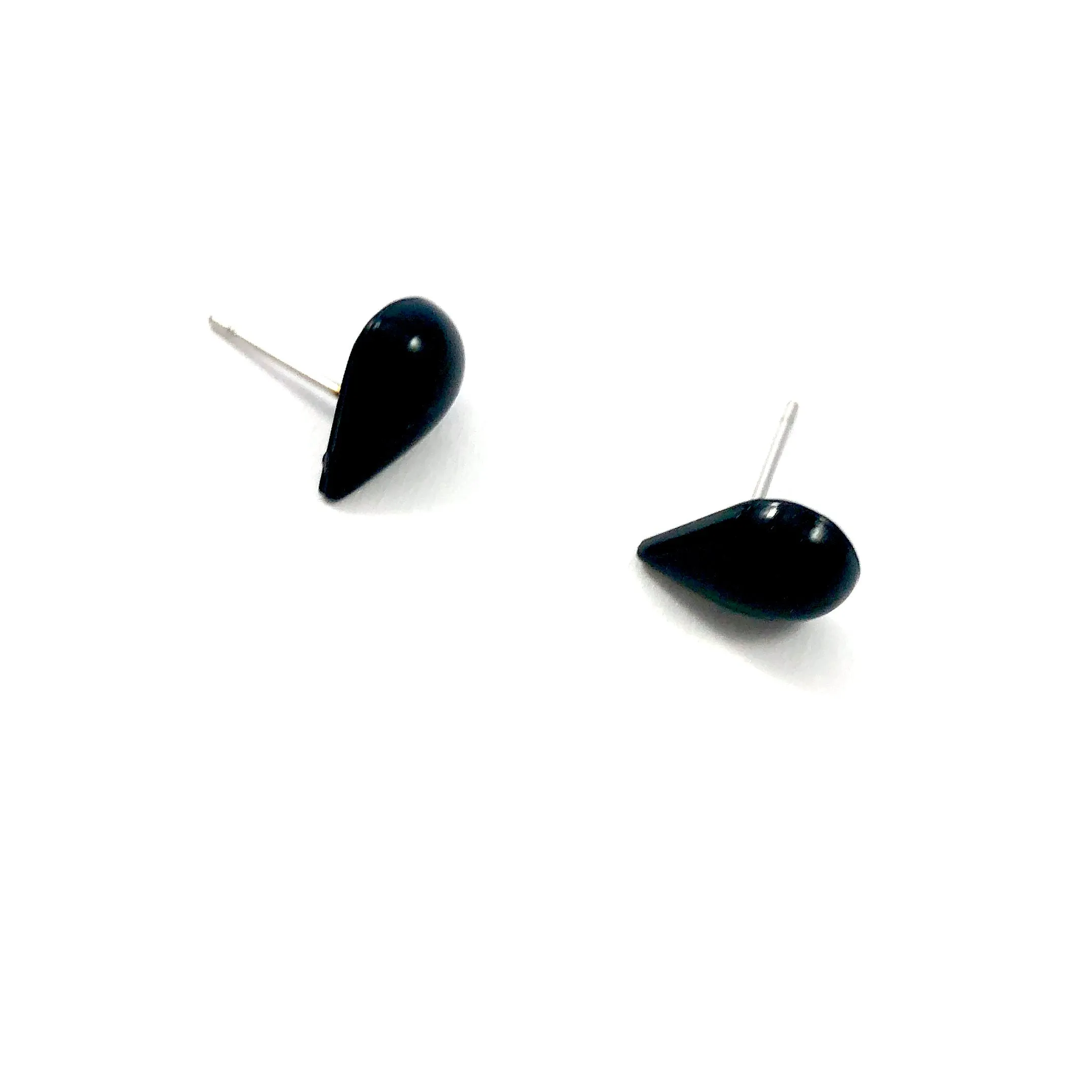 Black Teardrop Lucite Stud Earrings