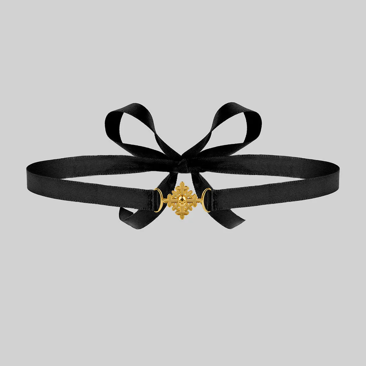 BODICE. Skull & Cross Satin Choker - Gold