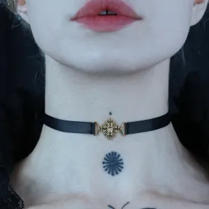 BODICE. Skull & Cross Satin Choker - Gold