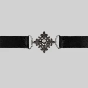 BODICE. Skull & Cross Satin Choker - Silver