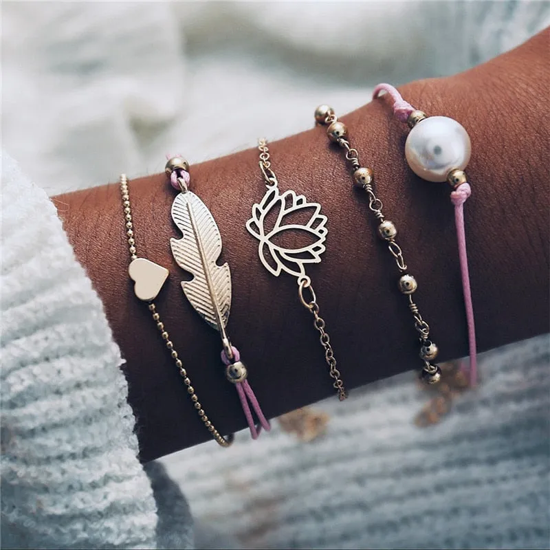 Bohemian Multi-Layer Charm Bracelet Set