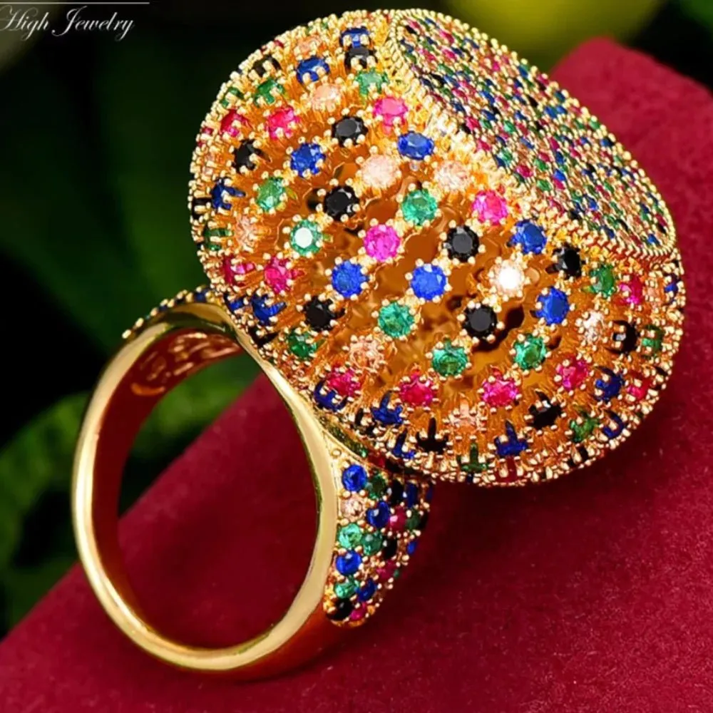 Bold Cubic Zirconia Statement Ring – Trendy 2024 Boho Jewelry