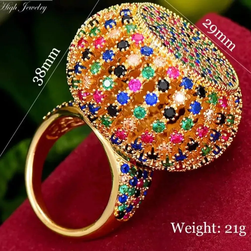 Bold Cubic Zirconia Statement Ring – Trendy 2024 Boho Jewelry