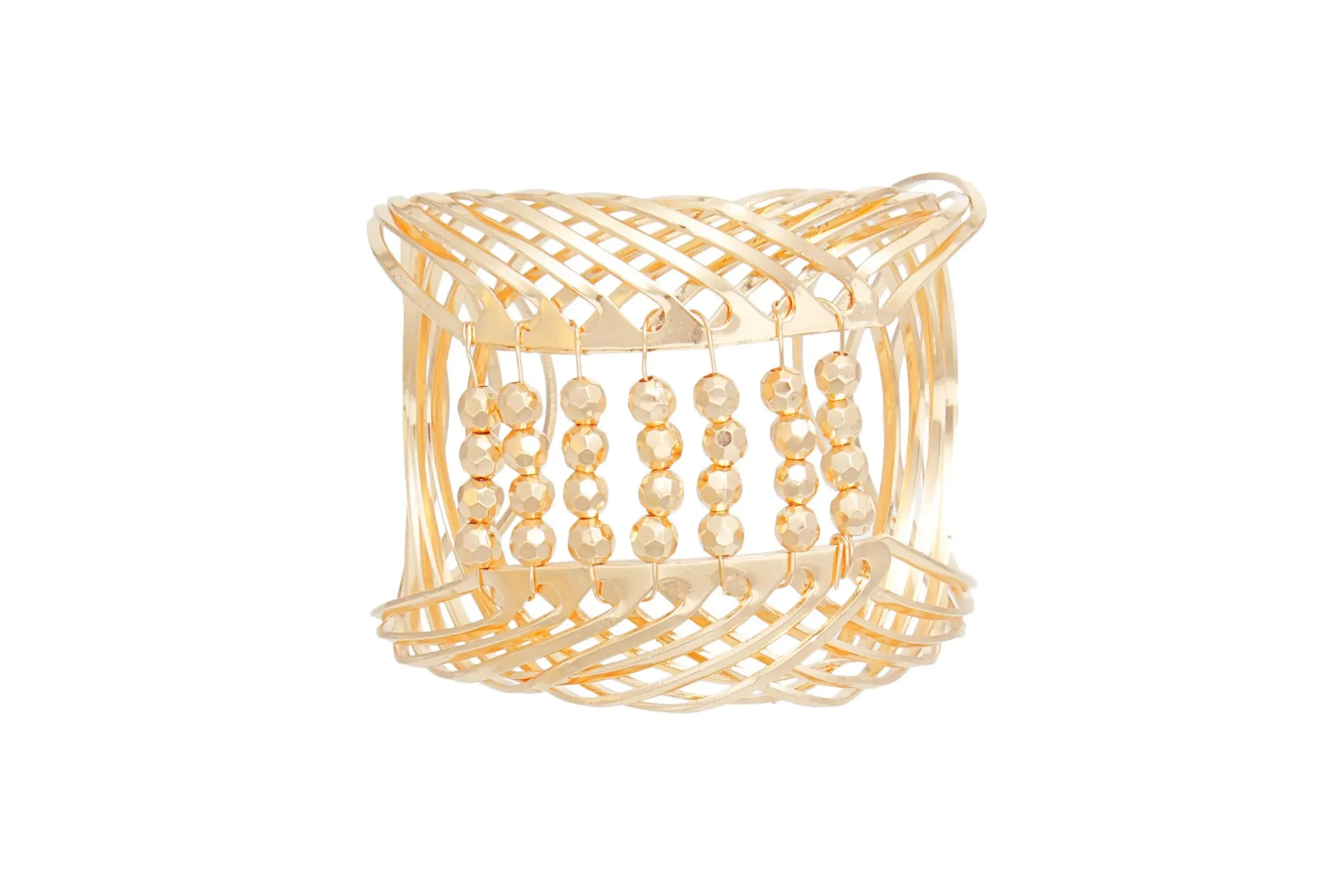 Bracelet Gold Beaded Metal Cuff for Women