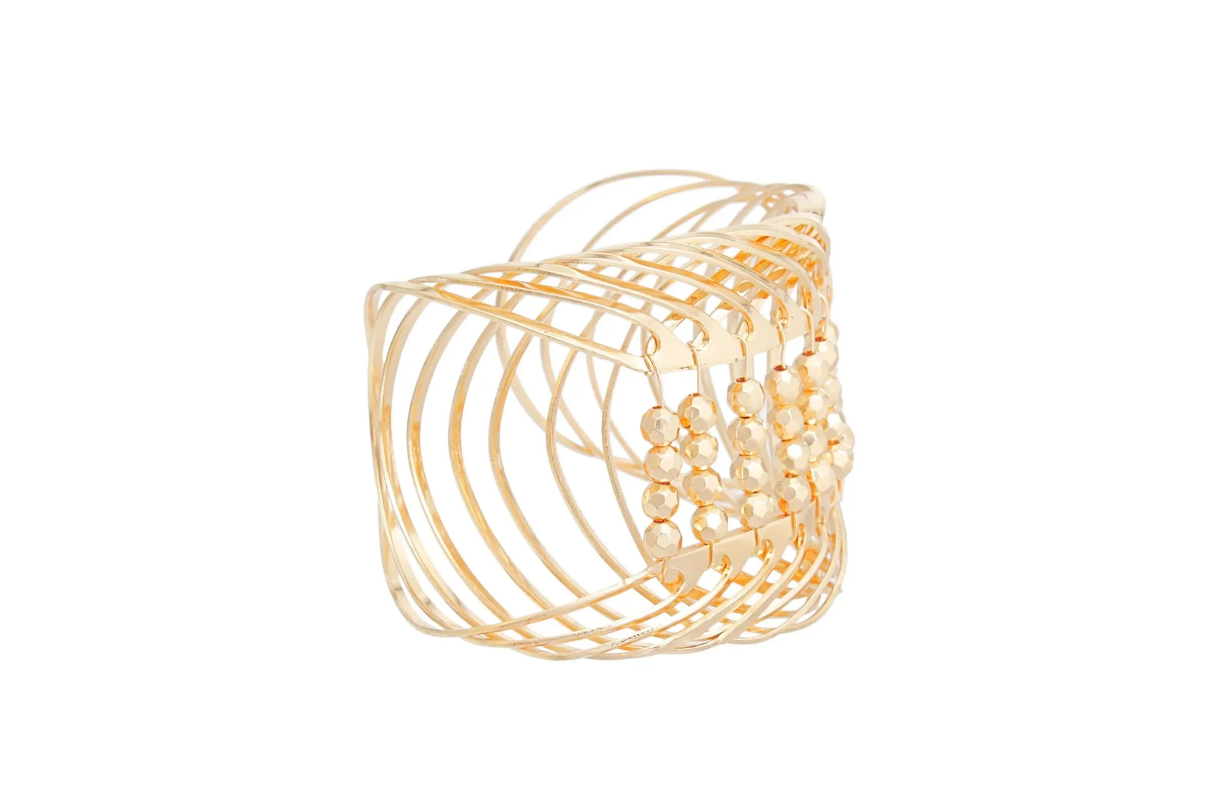 Bracelet Gold Beaded Metal Cuff for Women