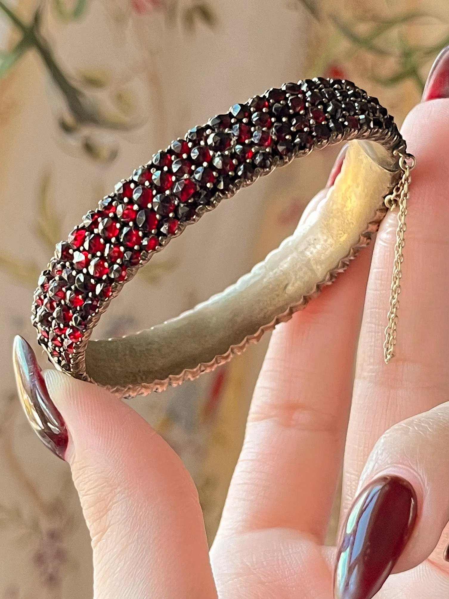 Bright Bohemian Garnet Pavé bracelet circa 1870