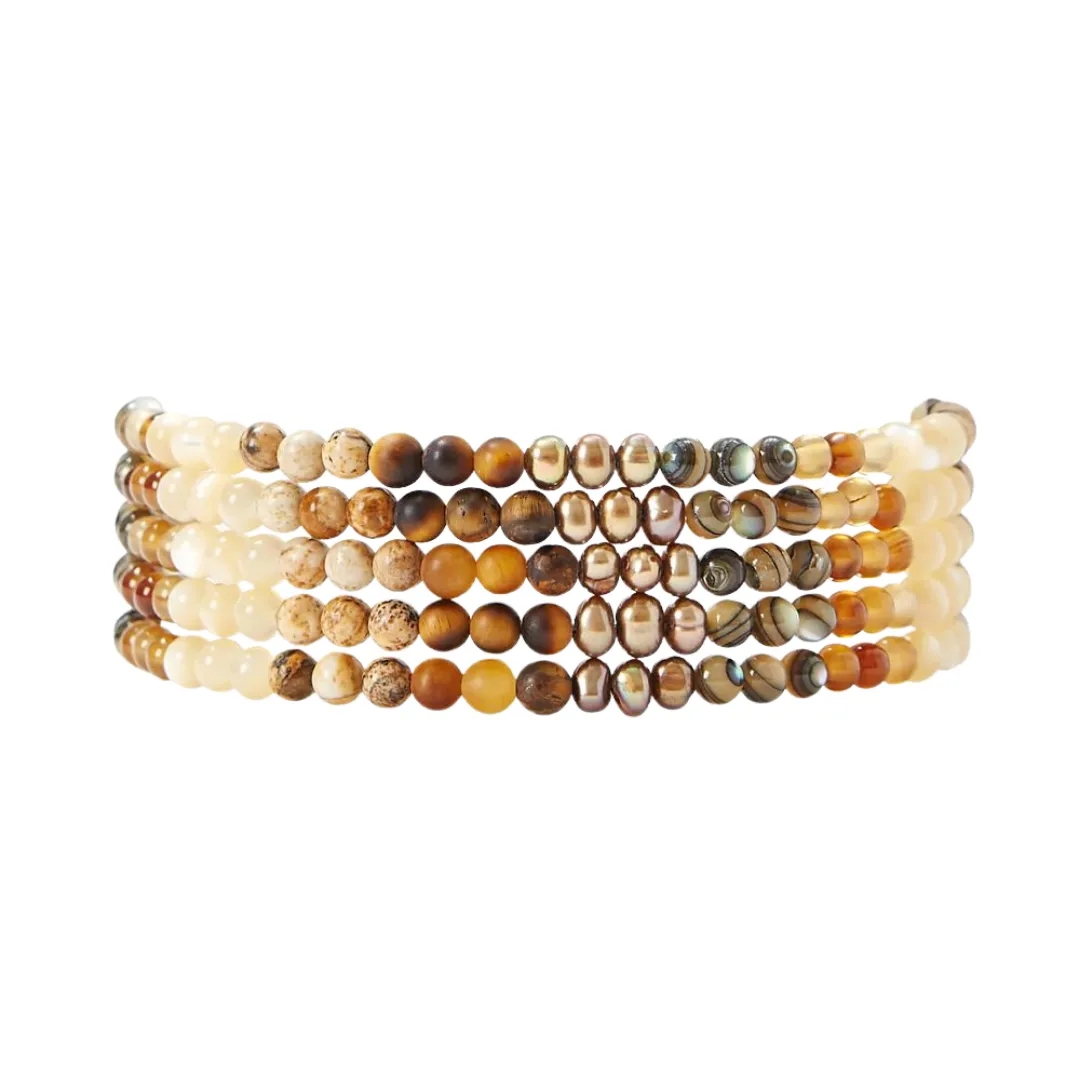 Bronze Pearl Mix Gradient Naked Wrap Bracelet