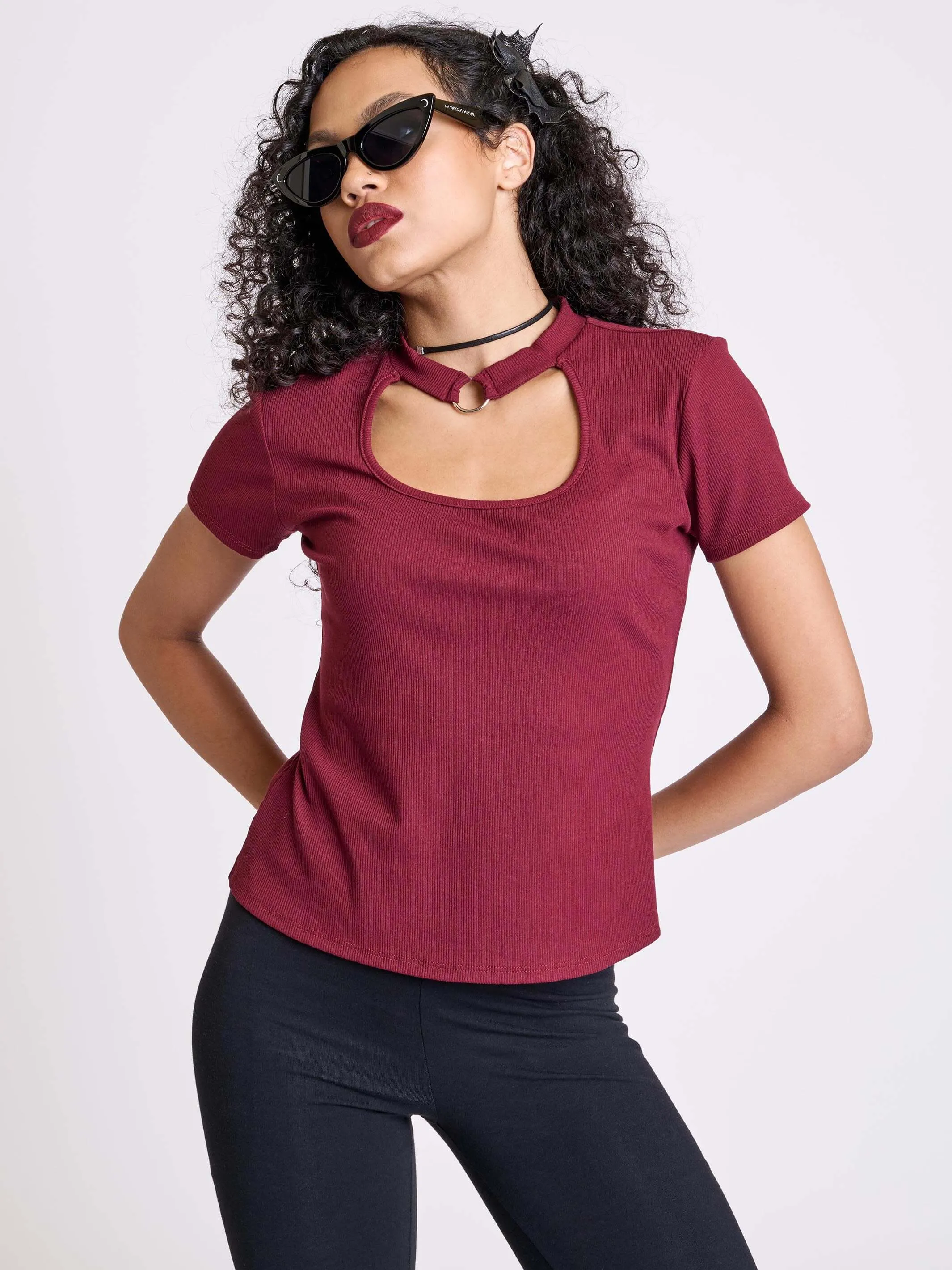 Burgundy Rib Choker Top