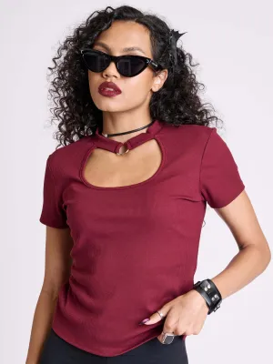 Burgundy Rib Choker Top