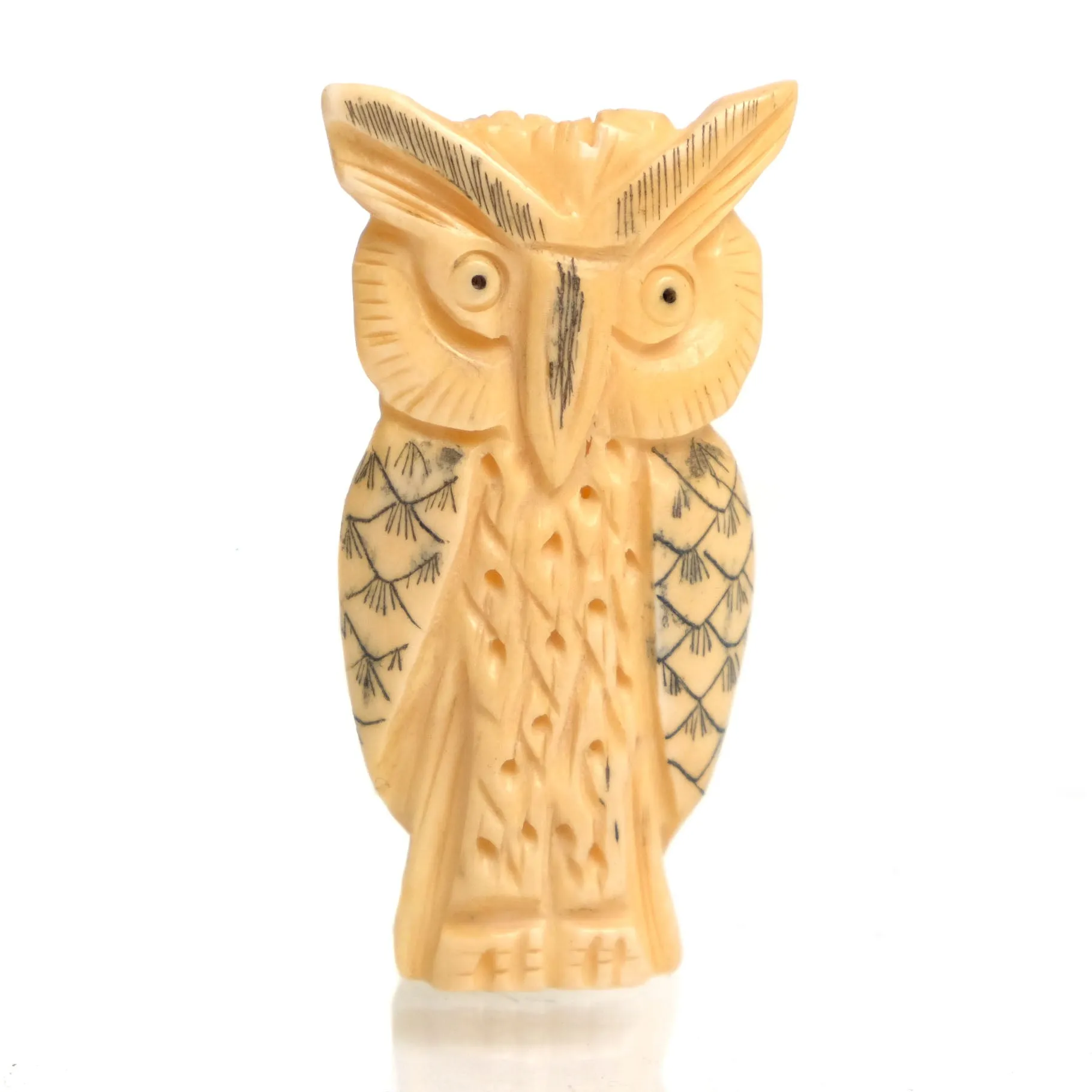 Carved Bone Pendant, Owl 2