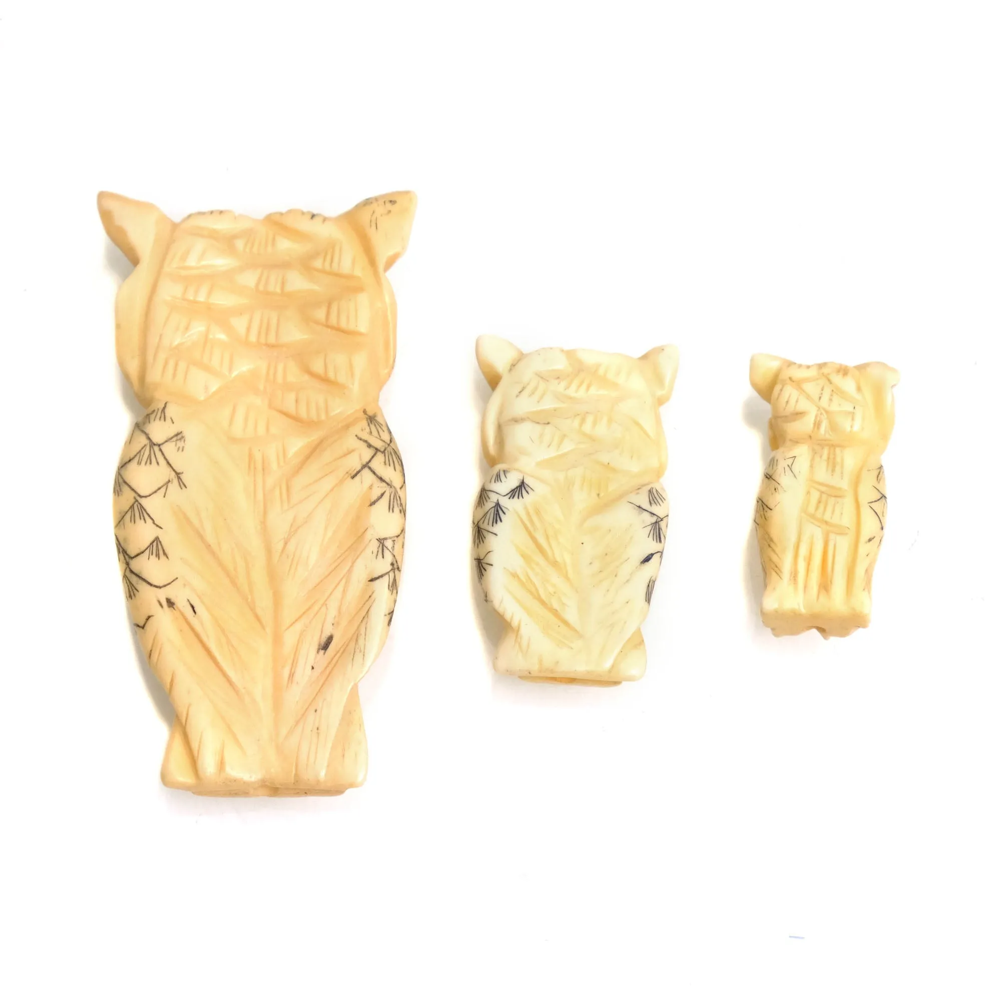 Carved Bone Pendant, Owl 2