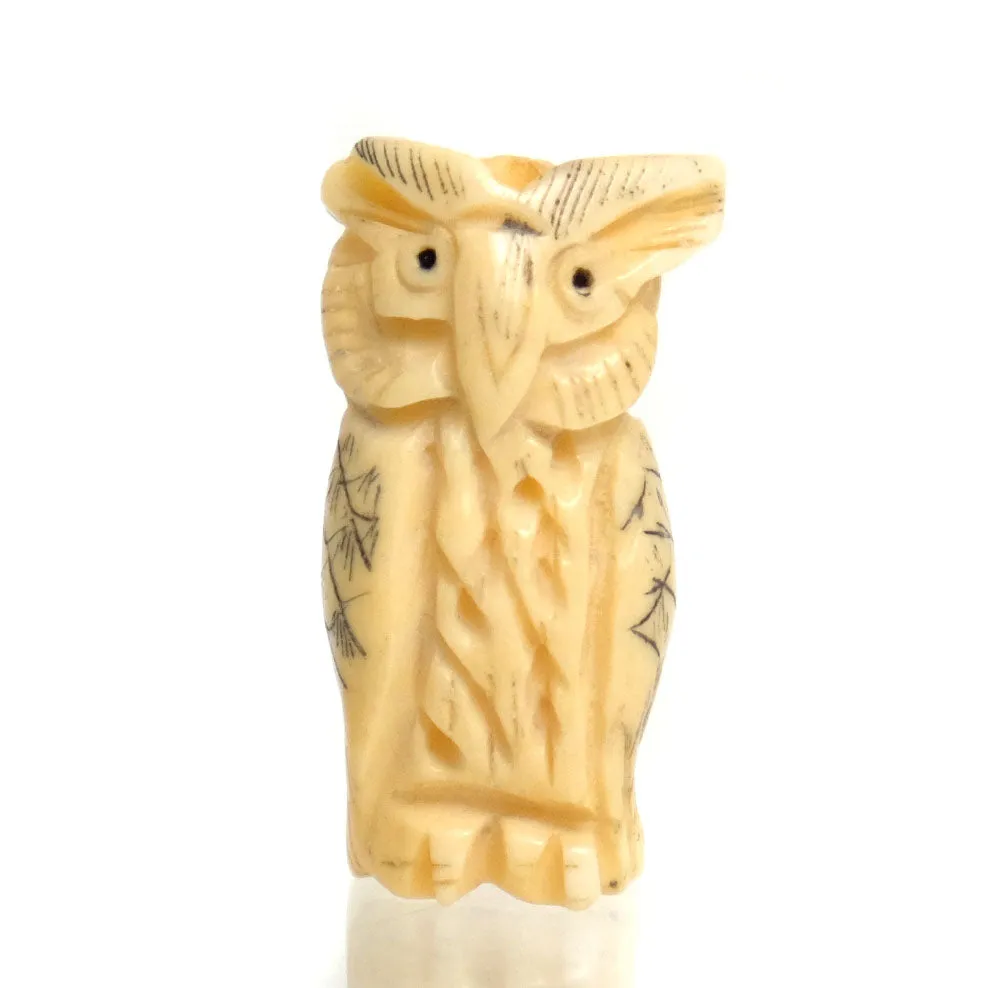 Carved Bone Pendant, Owl 2