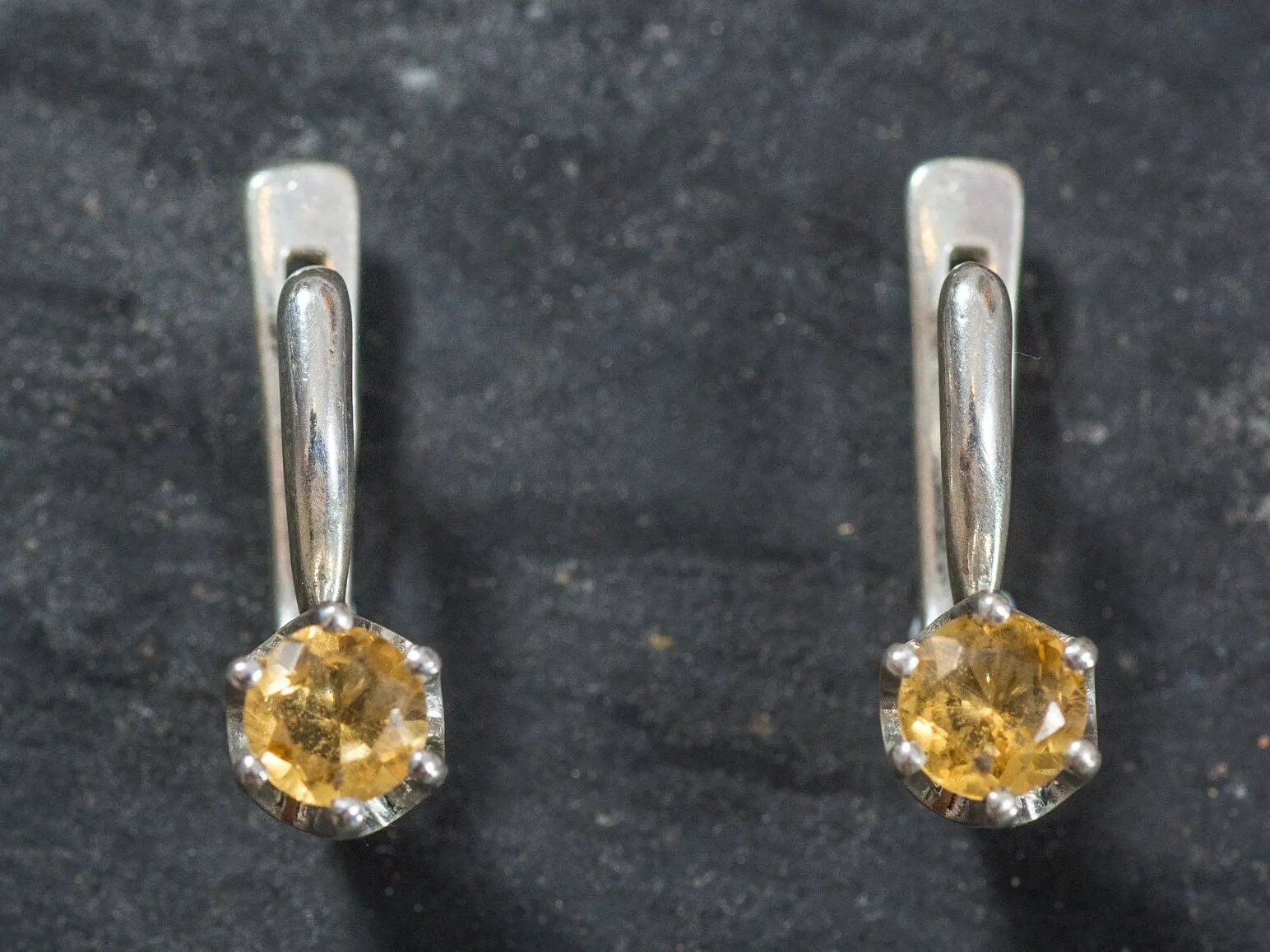 Citrine Earrings - Yellow Drop Earrings - Minimalist Vintage Studs