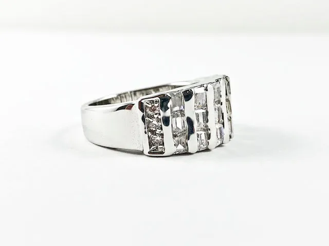 Classic Fine Thin Multi Row High Quality CZ Setting Brass Ring