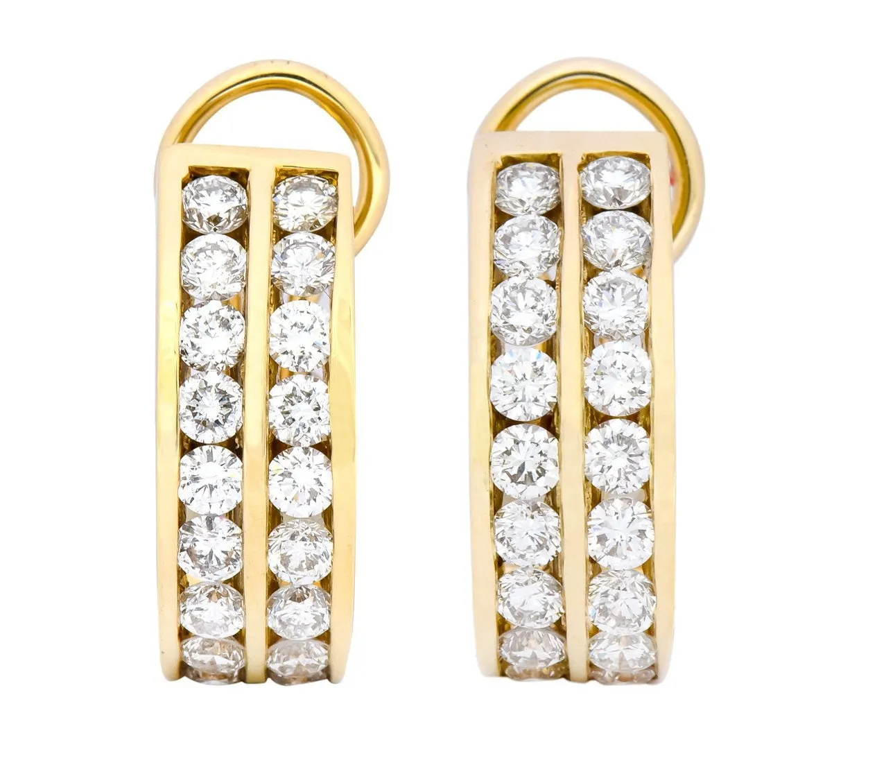 Contemporary 1.80 CTW Diamond 14 Karat Gold J Hoop Earrings