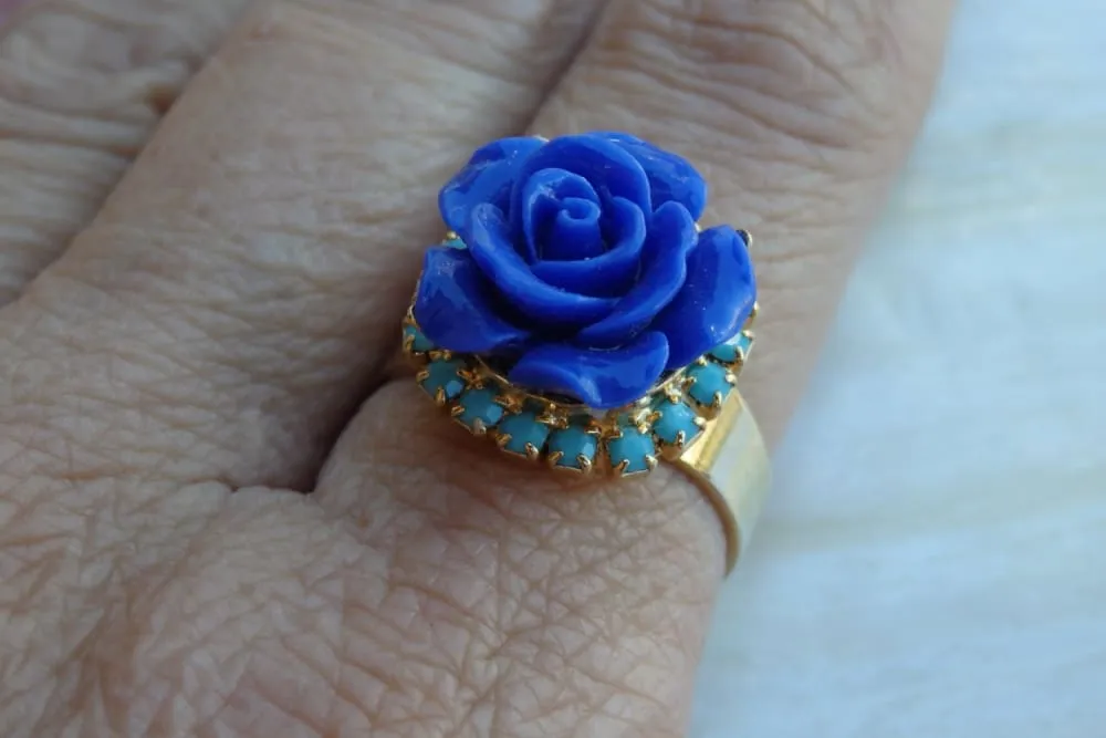 Coral Rose Flower Ring