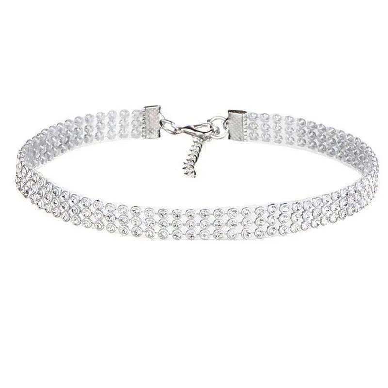 Crystal Clear Jeweled Rhinestone Choker in Four Sizes