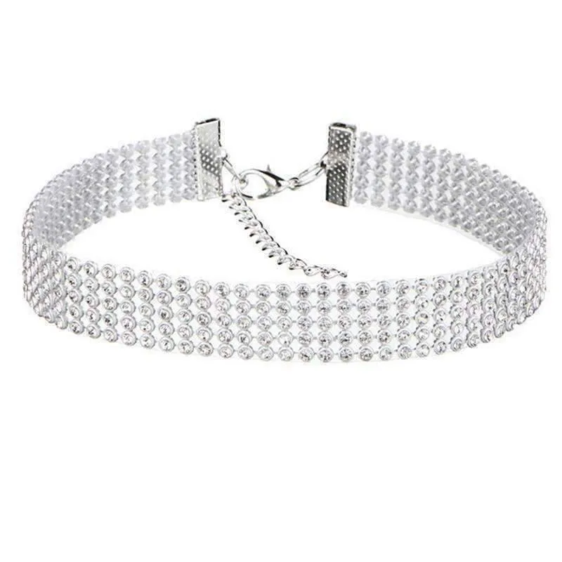 Crystal Clear Jeweled Rhinestone Choker in Four Sizes