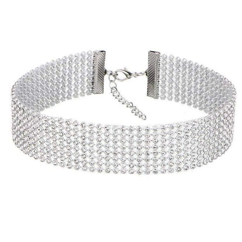 Crystal Clear Jeweled Rhinestone Choker in Four Sizes