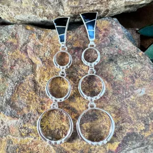 David Rosales Pietersite Inlaid Sterling Silver Earrings Hoops