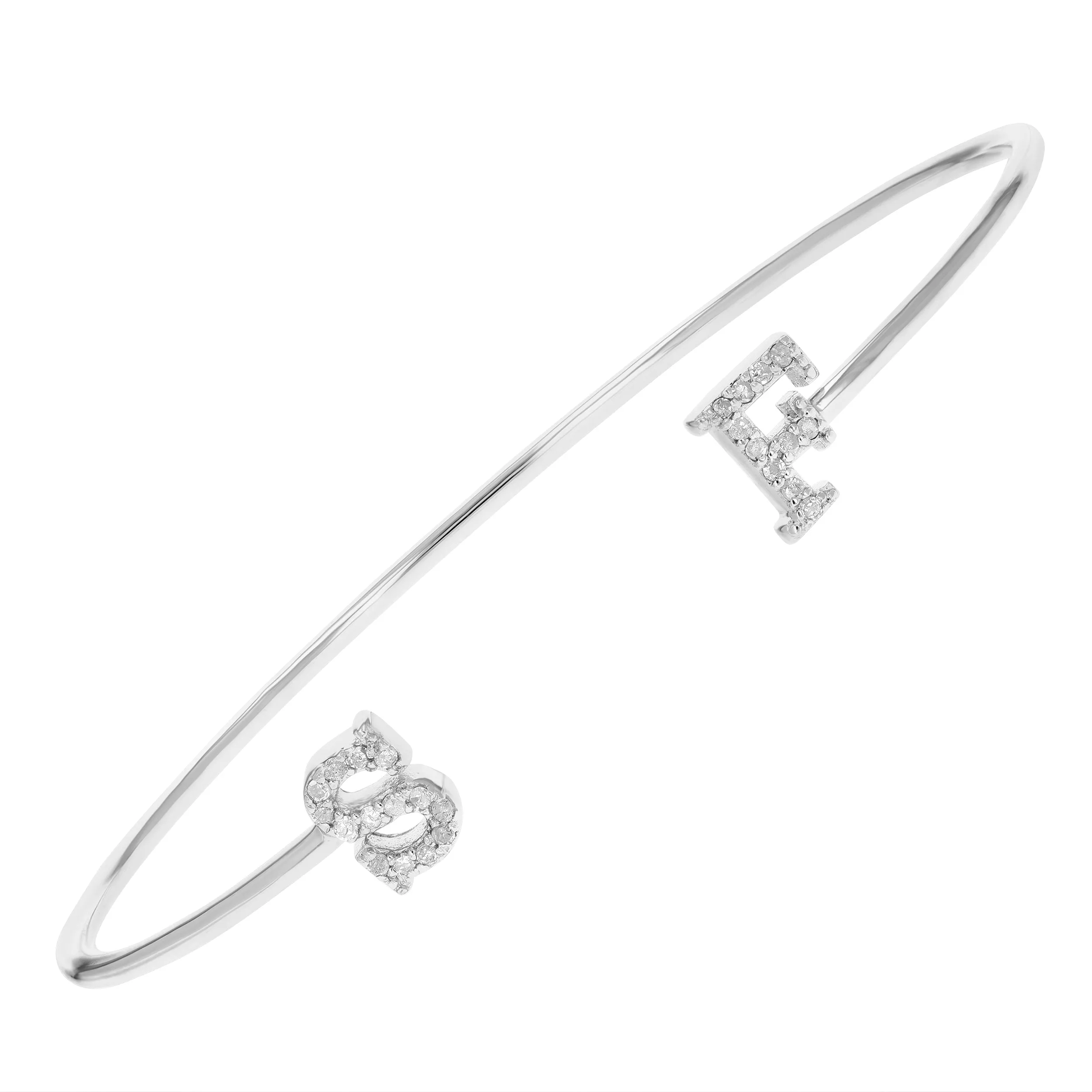 Diamond Cuff Bangle Bracelet in Sterling Silver