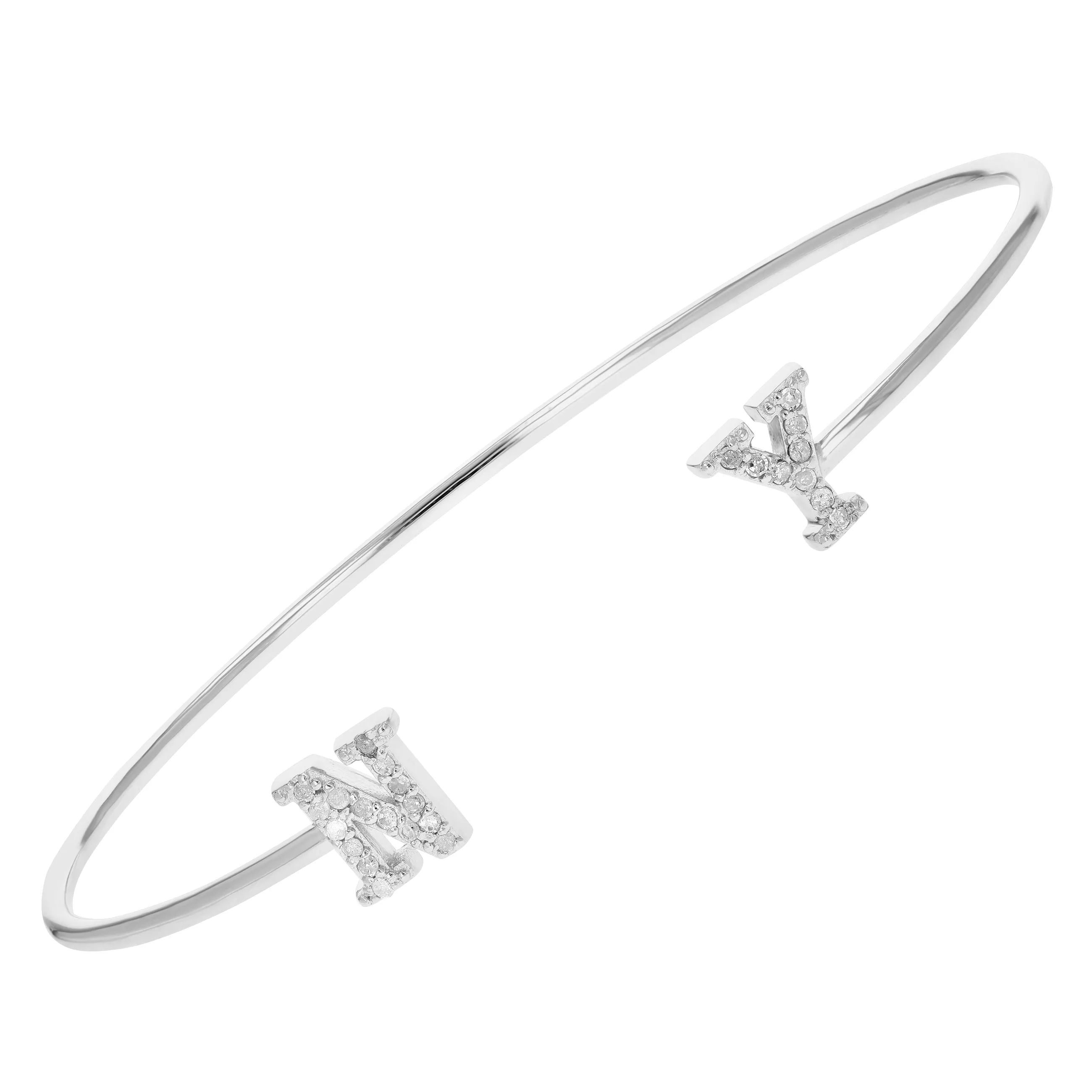 Diamond Cuff Bangle Bracelet in Sterling Silver