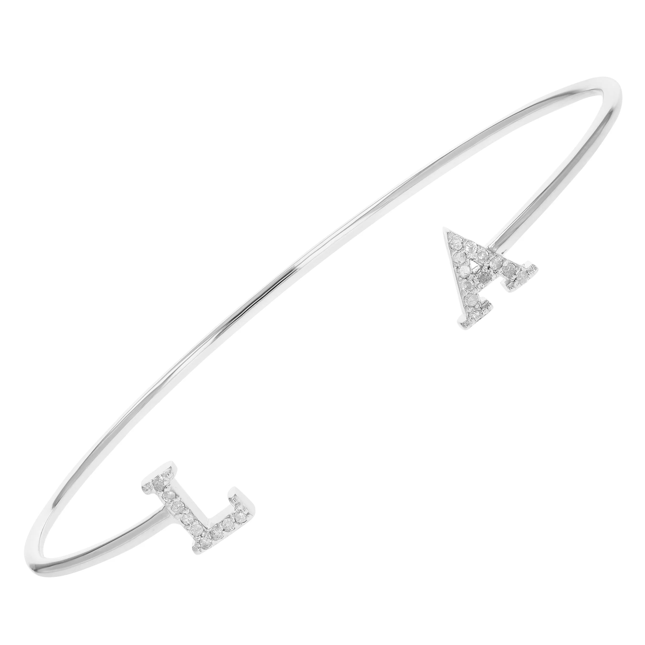 Diamond Cuff Bangle Bracelet in Sterling Silver