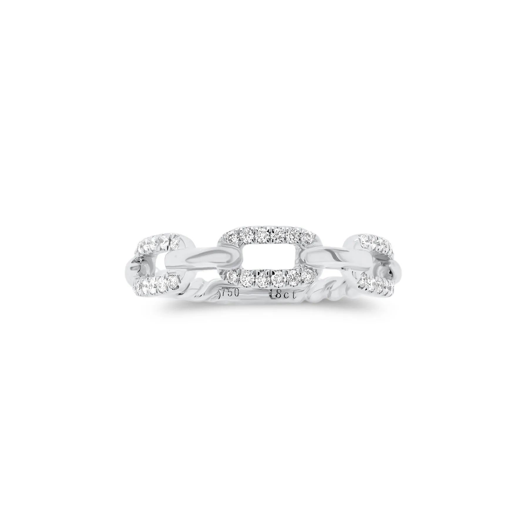 Diamond Rectangular Link Stackable Ring