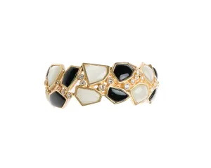 Diya Cuff (Black Agate Mother-Of-Pearl & Crystals)