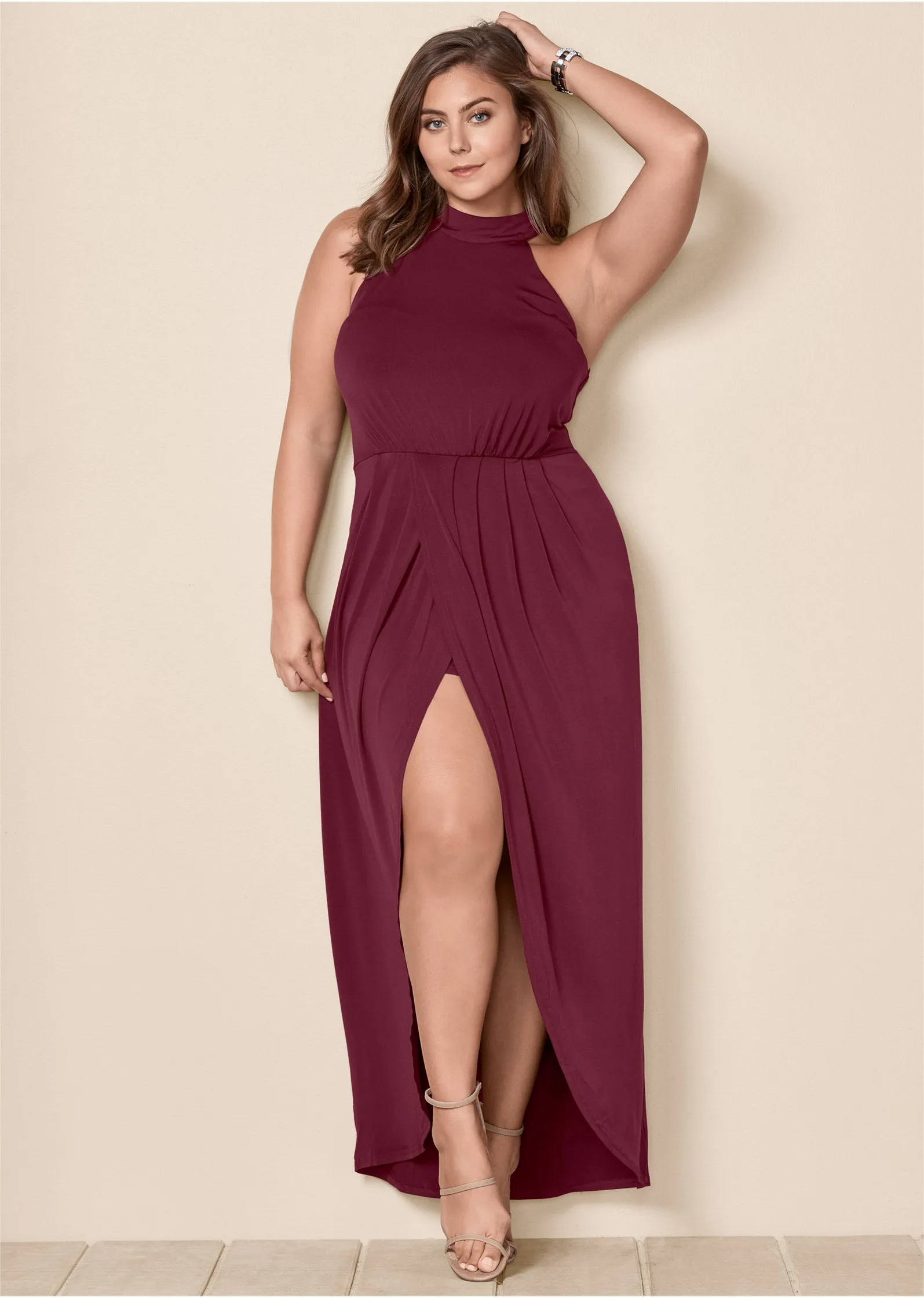 Drape Maxi Dress - Wine