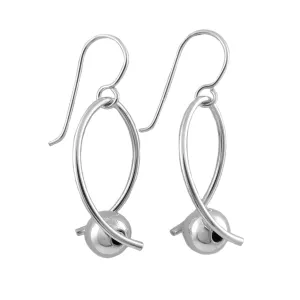 Elliptical Silver Drop Earrings