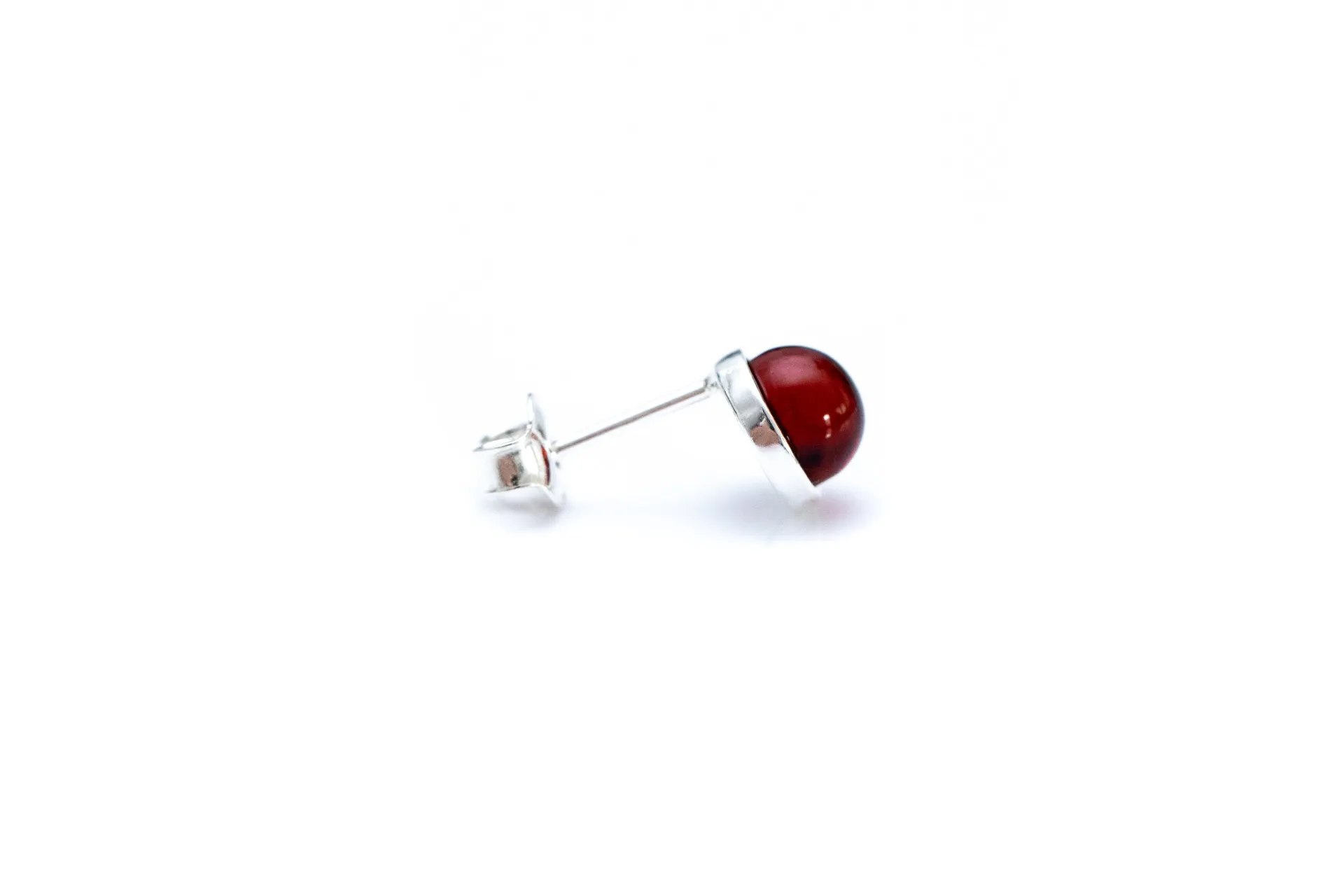 ESSENTIALS Mini Cherry Red Amber Stud Earrings - Minimalist Baltic Amber Jewelry