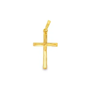 Estate Beveled Edge Cross Pendant in 14K Yellow Gold