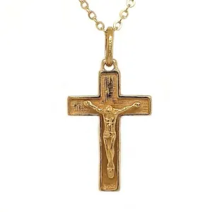 Estate Crucifix Pendant on 20" Cable Chain in 18K Yellow Gold