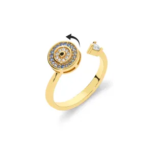 Evel eye twist ring gold