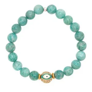 Evil Eye Bead with Peruvian Amazonite Gemstones Bracelet