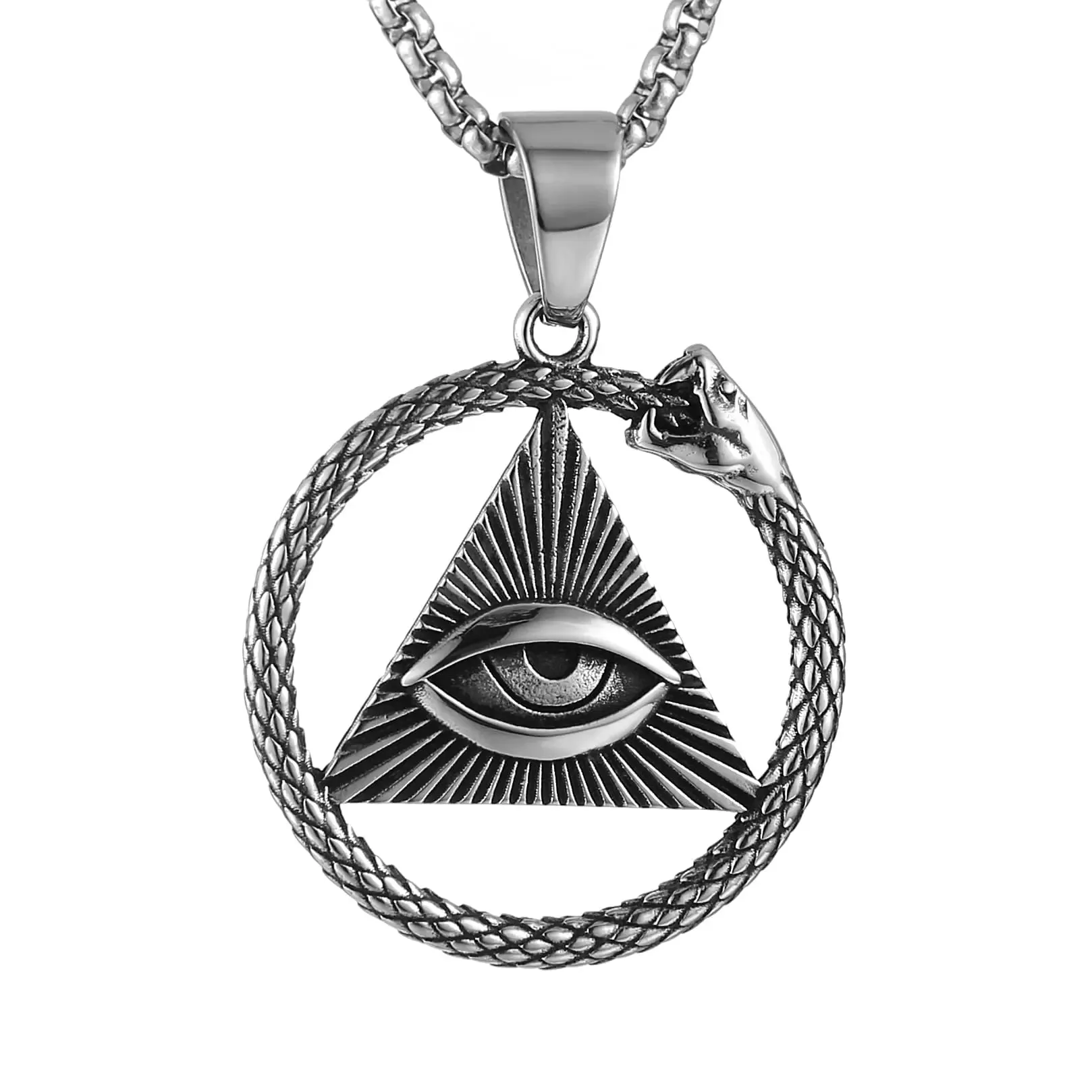 Eye Of Providence Necklace - Stainless Steel Triangle & Snake