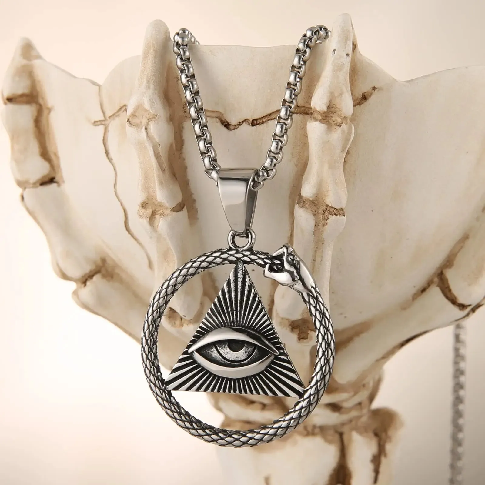 Eye Of Providence Necklace - Stainless Steel Triangle & Snake