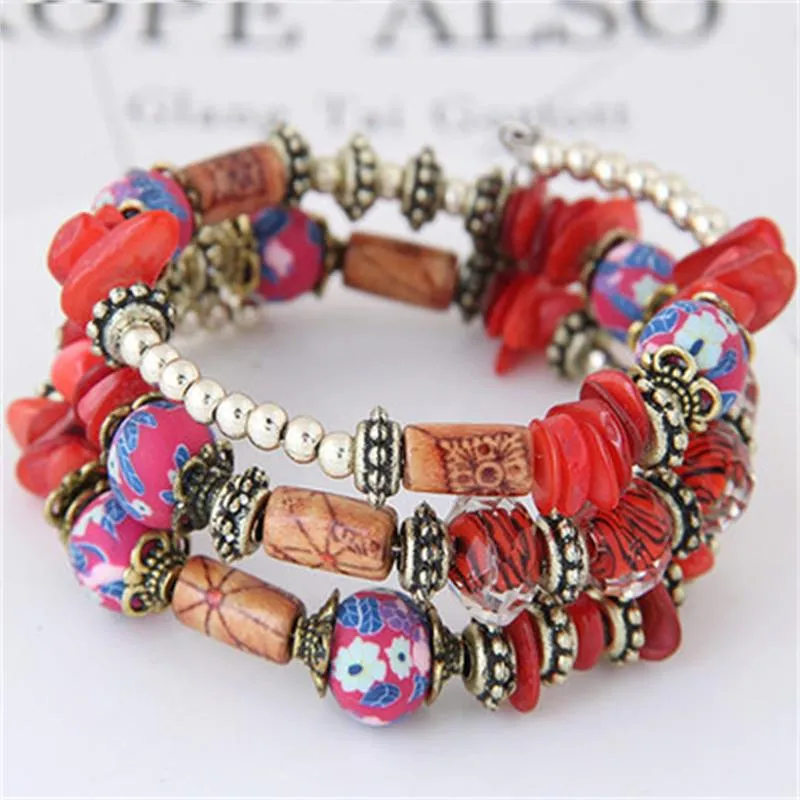 Fashion Bohemian Sea Wind Shell Polymer Clay Multi-layer Winding Bracelet