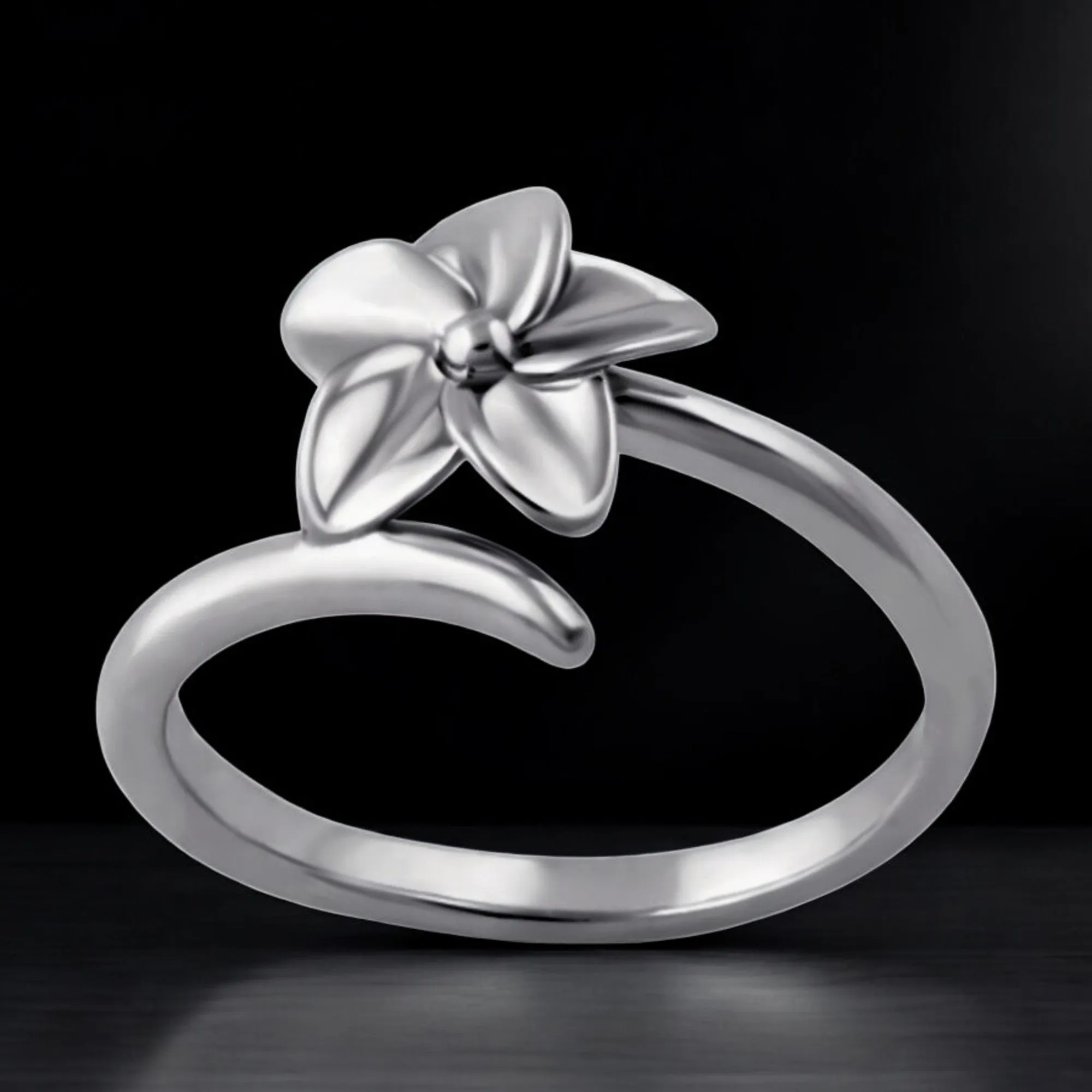 Fashion Women's 925 Sterling Silver Plumeria Ring