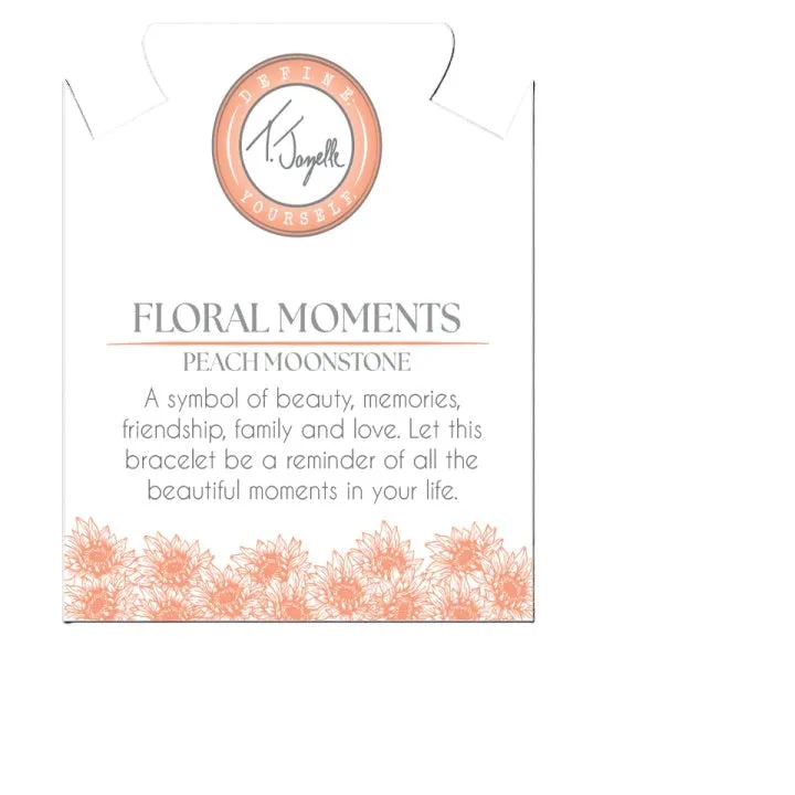 Floral Moments Bracelet- Peach Moonstone and Sunflower Painted Porcelain Beads