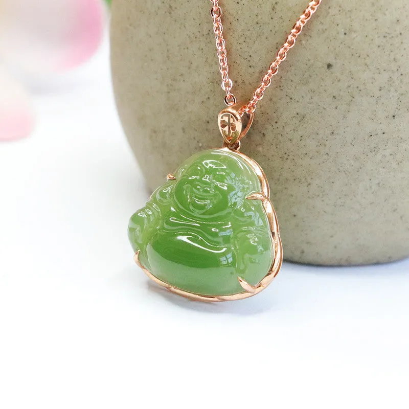 Fortune's Favor Sterling Silver Jade Buddha Necklace