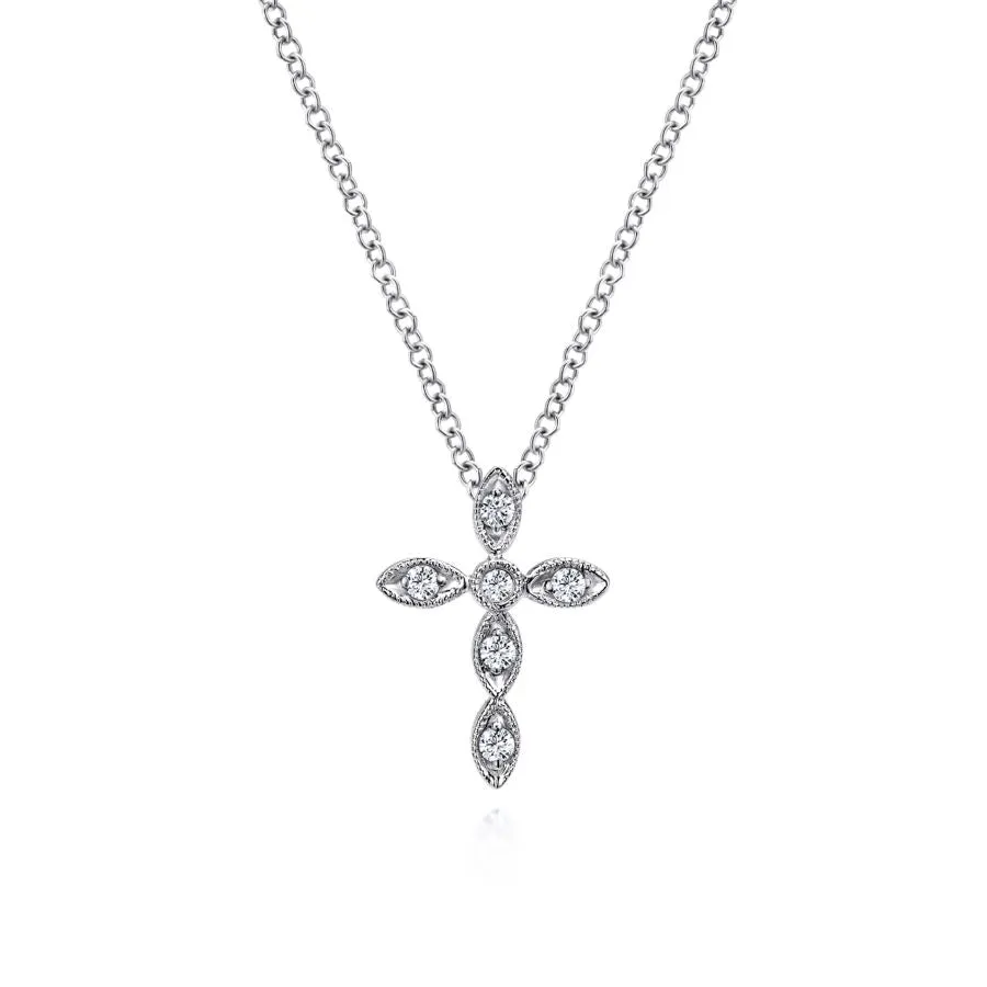 Gabriel & Co White Gold Diamond Cross Pendant