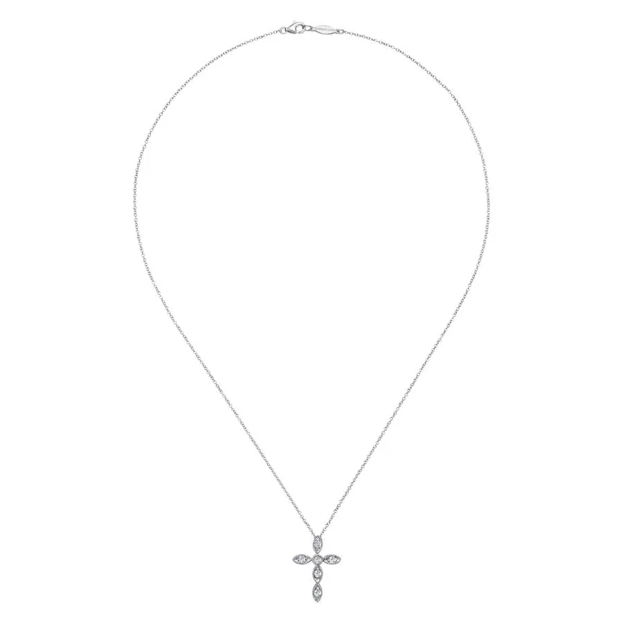 Gabriel & Co White Gold Diamond Cross Pendant