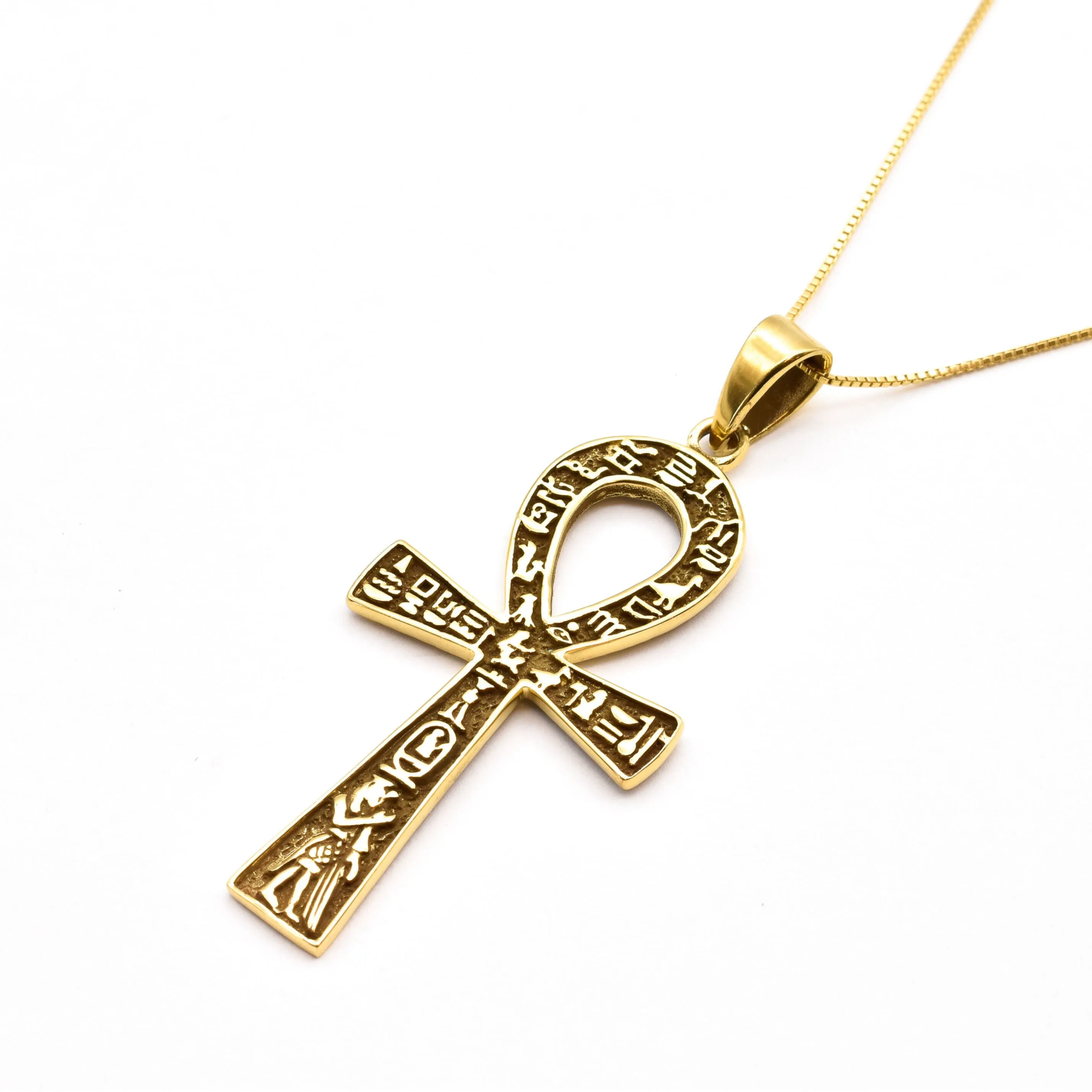 Gold Ankh Pendant - Vintage Cross Pendant, Ancient Necklace