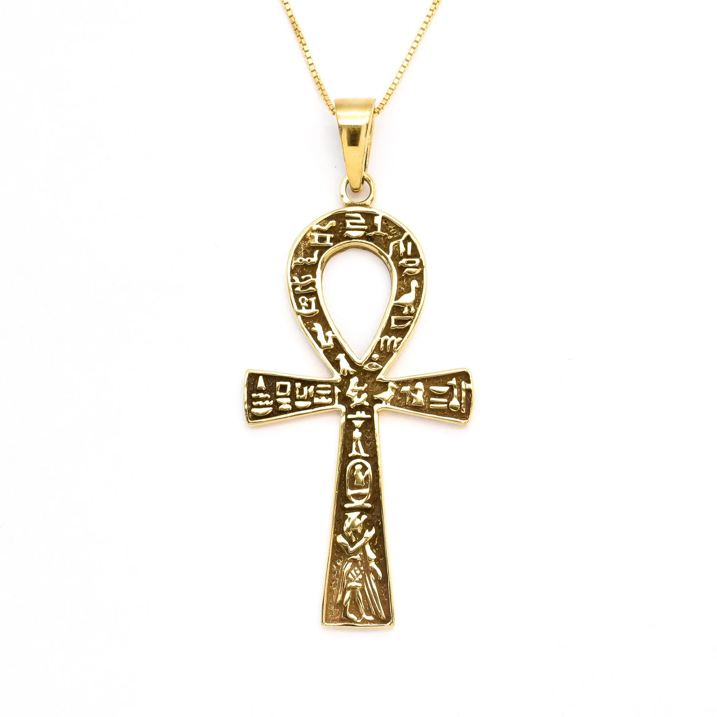 Gold Ankh Pendant - Vintage Cross Pendant, Ancient Necklace