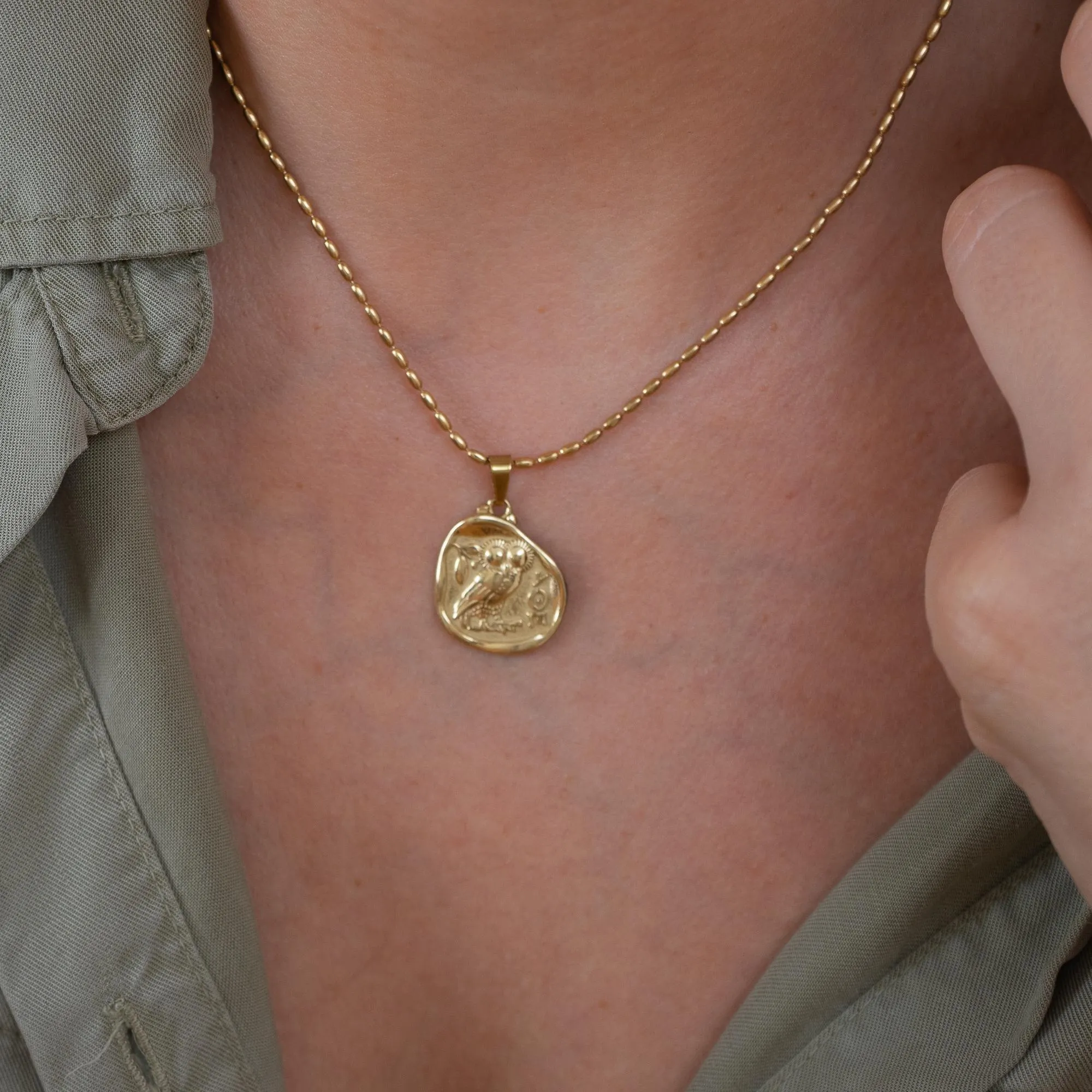 Gold ATHENA'S OWL necklace